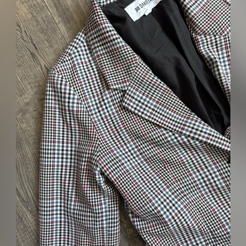 Steve Madden BB Dakota Prep Plaid Longline Blazer- Size Medium - Picture 4 of 7